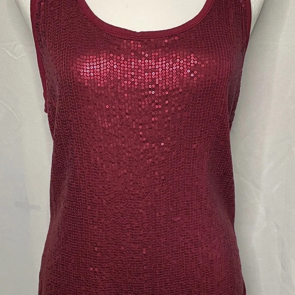 Maurices Burgundy Sequined Tank‎ Top